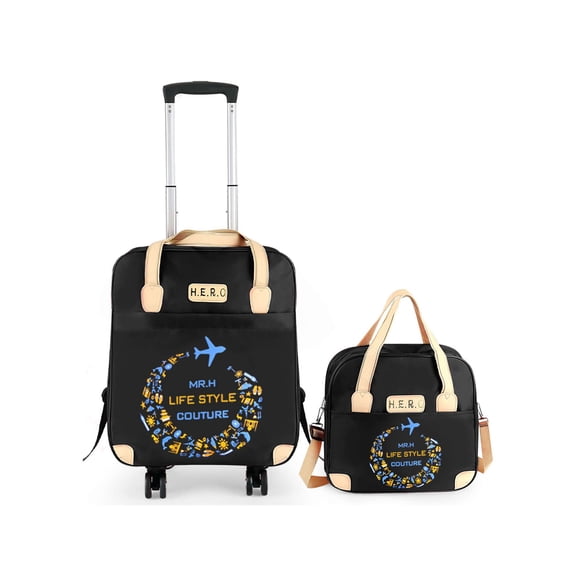 PULLIMORE 2PCS Carry-On Luggage Set 360° Spinner 4-Wheels，for Travel,Vacation,Camping,Business Trip (Black)