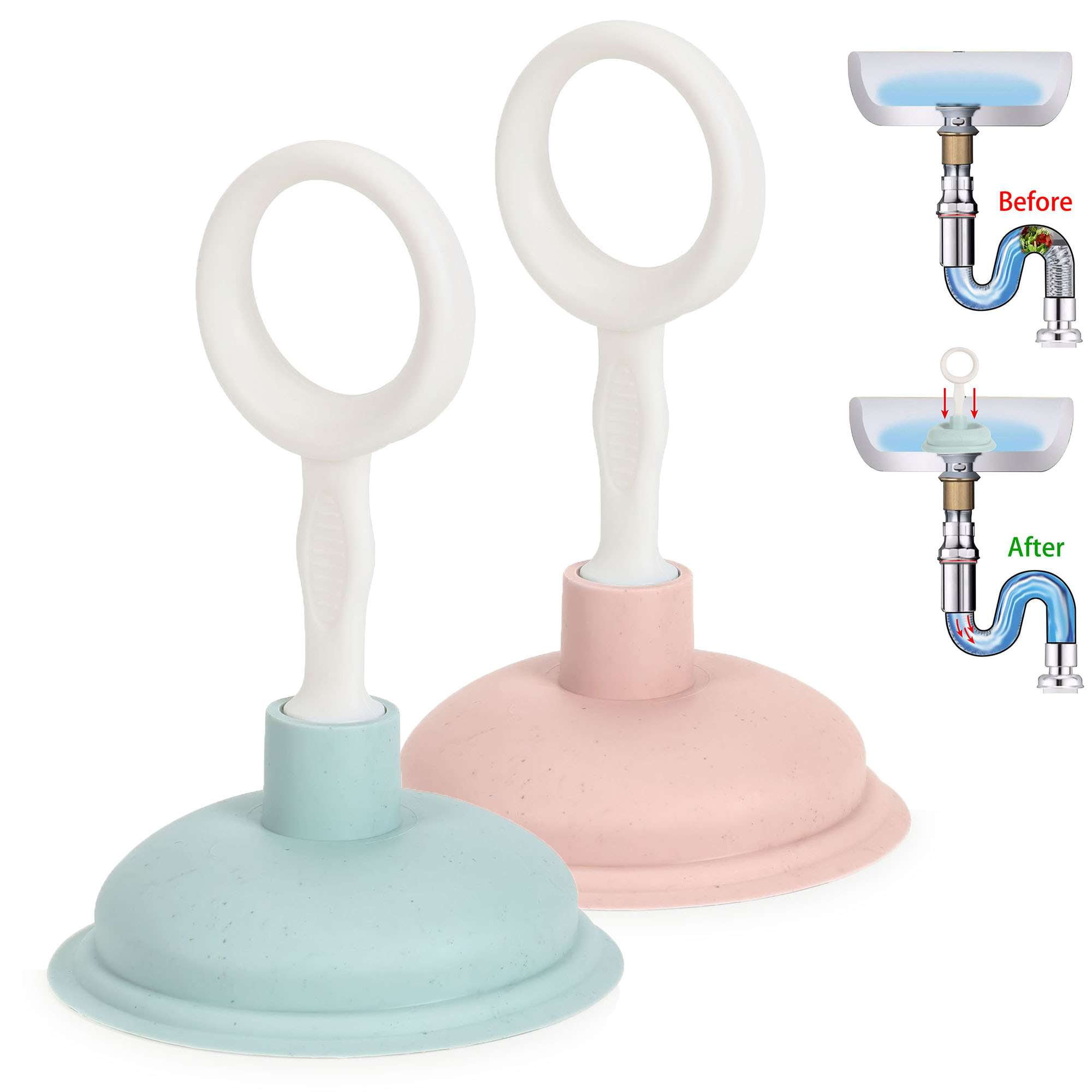 PULLIMORE 2PCS Kitchen Sink Plunger Mini Suction Cup Plunger for ...
