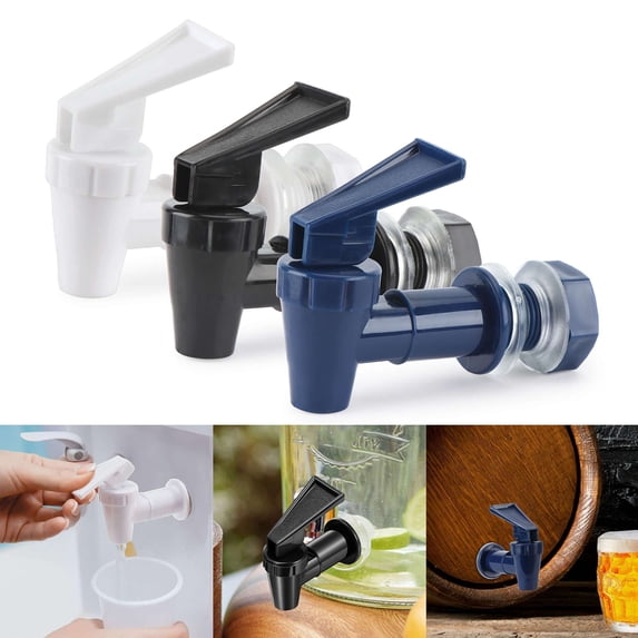 PULLIMORE 2PCS Replacement Cooler Faucet Water Bottle Jug, Reusable Spigot Spout Water Beverage Dispenser Valve Water Crock Tap (White)