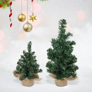 PULLIMORE 2PCS Tabletop Mini Christmas Tree, 7.9" / 11.8" Artificial Miniature Pine with Linen Base for Christmas Decorations, Dining Table