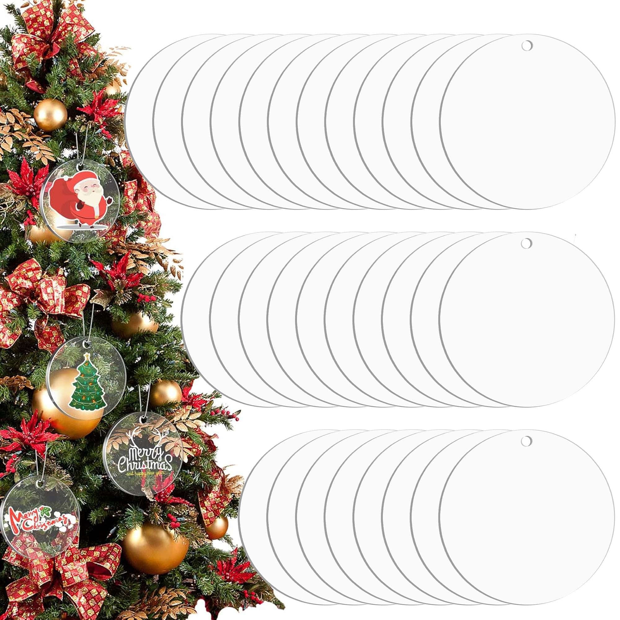 PULLIMORE 3” Acrylic Ornaments Blanks, 30PCS Clear Round DIY