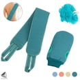 thumbnail image 1 of PULLIMORE 3 Pack Exfoliating Back Scrubber for Shower, Soft Brush Shower Ball, Back Scrubber Set, Exfoliating Gloves, Women Men Skin Towel Bath (Green), 1 of 8