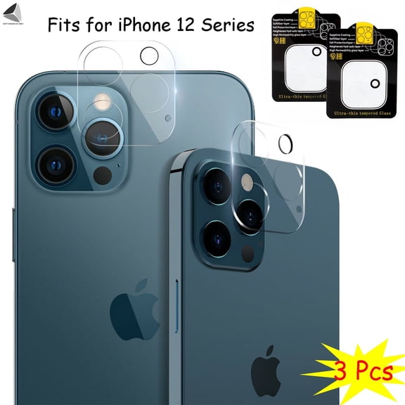 PULLIMORE 3 Pack For iPhone 12 Pro Mac Mini Full Cover Tempered Glass Camera Lens Screen Protector Case Friendly Scratch-Resistant Lens Protector