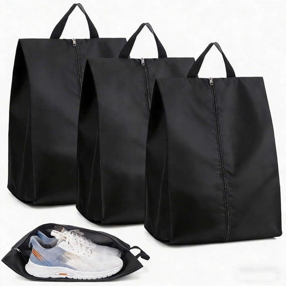 PULLIMORE 3 Pack Travel Shoe Bags, Large Waterproof Sneaker Organizer Pouch Handle