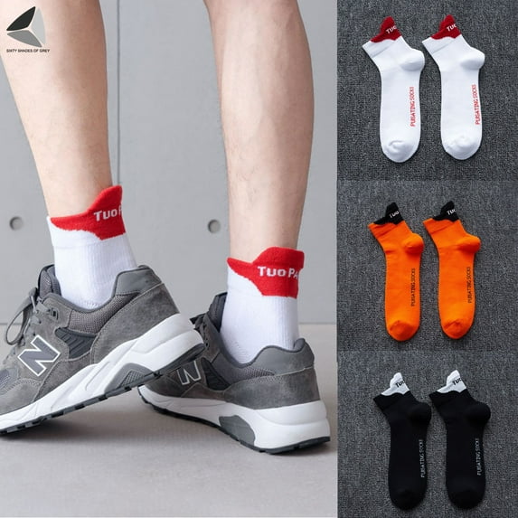 PULLIMORE 3 Pairs Mens Ankle Quarter Crew Socks Cushioned Breathable Sports Tab Athletic Running Socks (3 Colors)