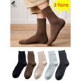 thumbnail image 1 of PULLIMORE 3 Pairs Mens Cotton Ankle Socks Casual Moisture Wicking Cushion Crew Athletic Sock Set（Coffee), 1 of 5