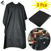 PULLIMORE 3 Pcs Professional Barber Cape Waterproof Salon Gown with Velcro for Hair Cutting Dye Coloring (Black)