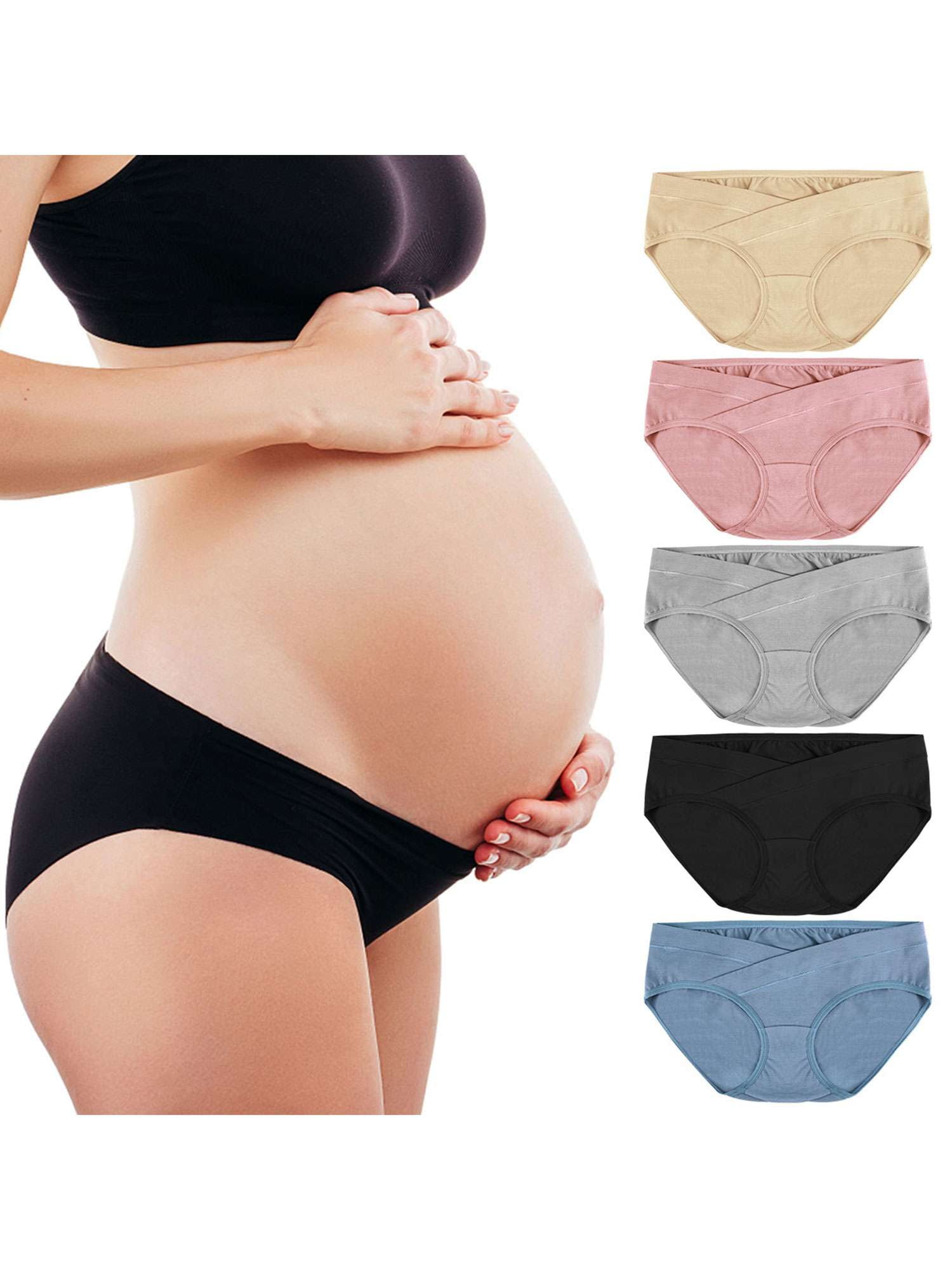 Xmarks Women's Maternity Postpartum Underwear Cotton Seamless High Waist  Lace String Boy Shorts Panties