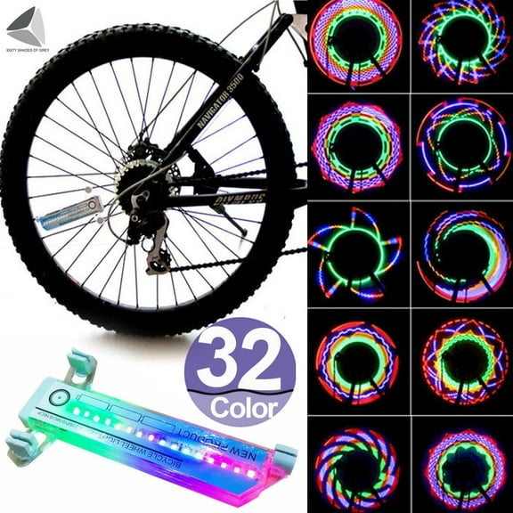 PULLIMORE 32 LED Flashing Colorful Bicycle Spoke Tire Lights, LED Waterproof Bike Wheel Lights, 32 Fun Bright Patterns, Auto & Manual Dual Switch (2 Packs)