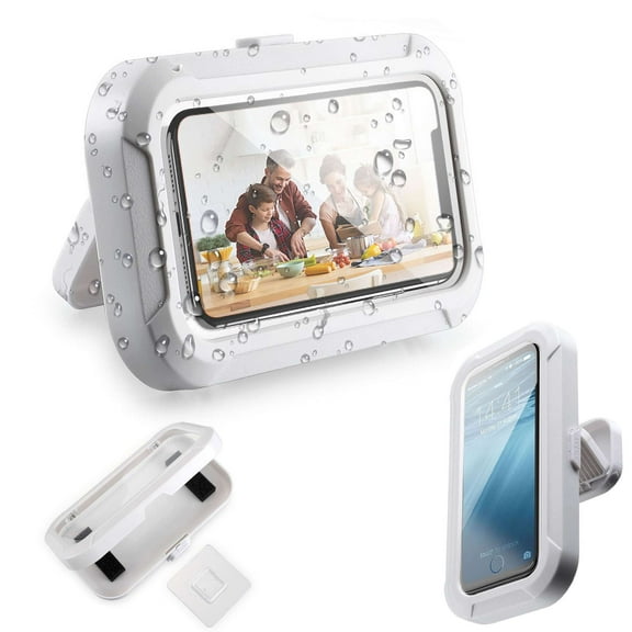 PULLIMORE 360 Rotating Shower Phone Holder Waterproof Case with Touch Screen, Bathroom Wall Phone Mount Stand for 4" - 7" Cell Phone