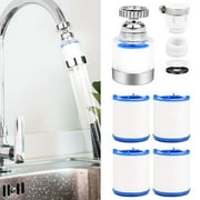 PULLIMORE 360° Rotating Sink Water Filter, Kitchen Bathroom Universal Sink Water Faucet Filter Removes Chlorine Fluoride Heavy Metals