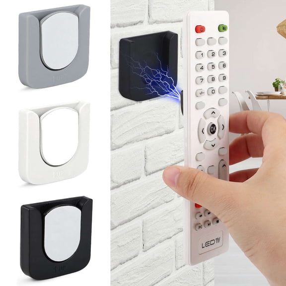 PULLIMORE 3PCS Magnetic Remote Control Holder, Wall Mount Slot Design TV Remote Control Organizers Storage for Home Office School Supply (White)