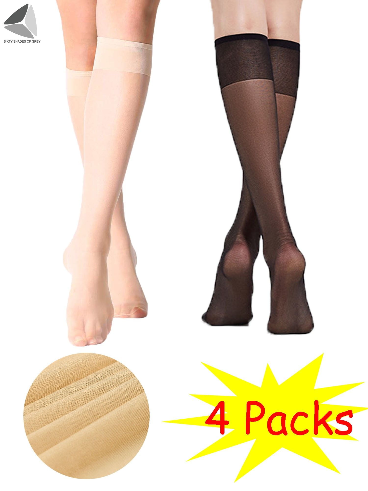 PULLIMORE 8 Pairs Womens Sheer Knee High Socks Non Slip