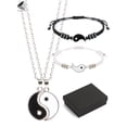 thumbnail image 1 of PULLIMORE 4 Pcs Yin Yang Necklace Bracelect for Couple Friends Best Jewelry Gifts Christmas Anniversary Valentine's Day, 1 of 9