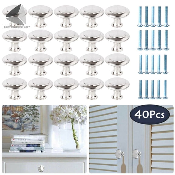 PULLIMORE 40PCS Stainless Steel DIY Door Knob Cabinet Handles Cupboard Drawer Kitchen Pulls
