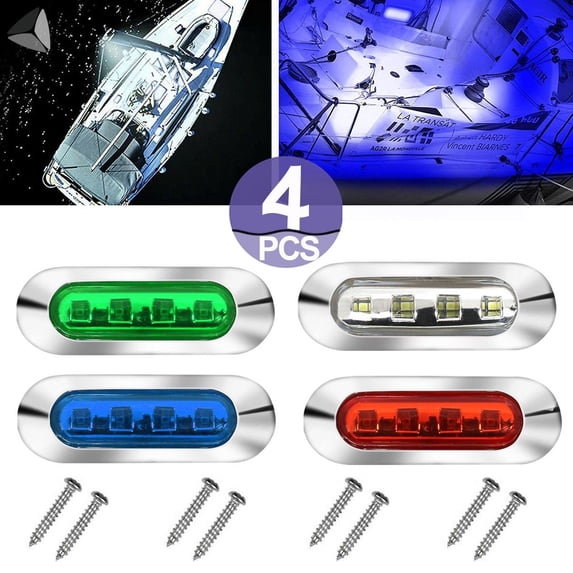 PULLIMORE 4Packs 3.8'' Waterproof Marine Boat LED Lights, Cabin Deck Walkway Stair Light, Navigation Lights, Stern Lights for Boat, Bow and Kayak DC 12V-24V (Set of 4)