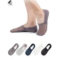thumbnail image 1 of PULLIMORE 5 Pairs Invisible Ice Silk Breathable Socks, Men Women No Show Socks, Ultra Low Cut Non Slip Flat Boat Liner (Navy), 1 of 8