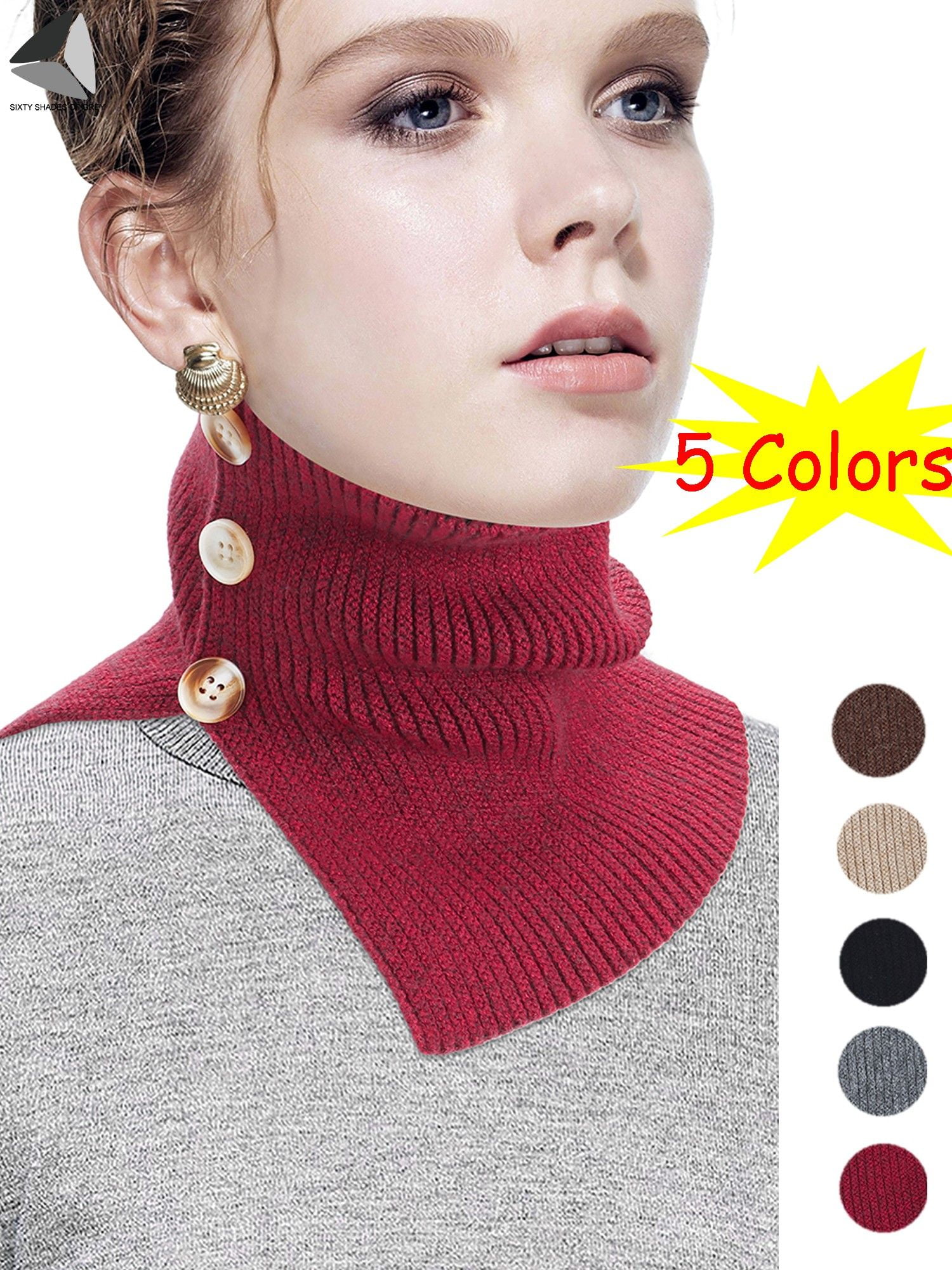 PULLIMORE Women Fake Turtleneck Scarf Detachable Button Down