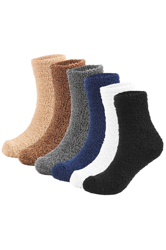 6 Pairs Fuzzy Fluffy Socks for Men Women Cozy Slipper Socks Soft Warm Winter Plush Home Sleeping Socks Gifts