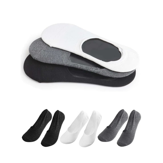 PULLIMORE 6 Pairs Mens No Show Socks Cotton Thin Non Slip Low Cut Mens Invisible Casual Socks (3 Colors)