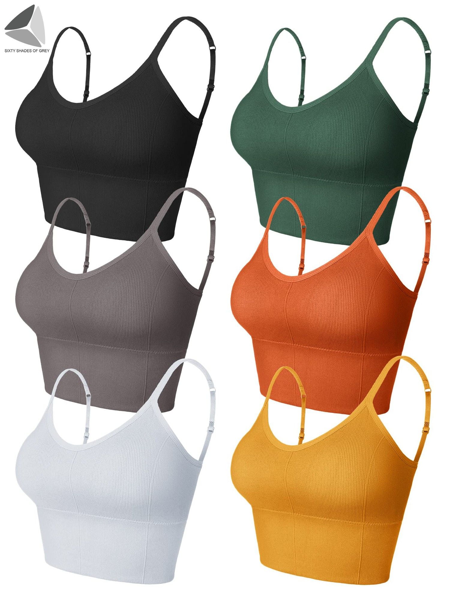PULLIMORE 6 Pcs Women's Comfy Cami Bra Crop Top Longline Padded Lounge