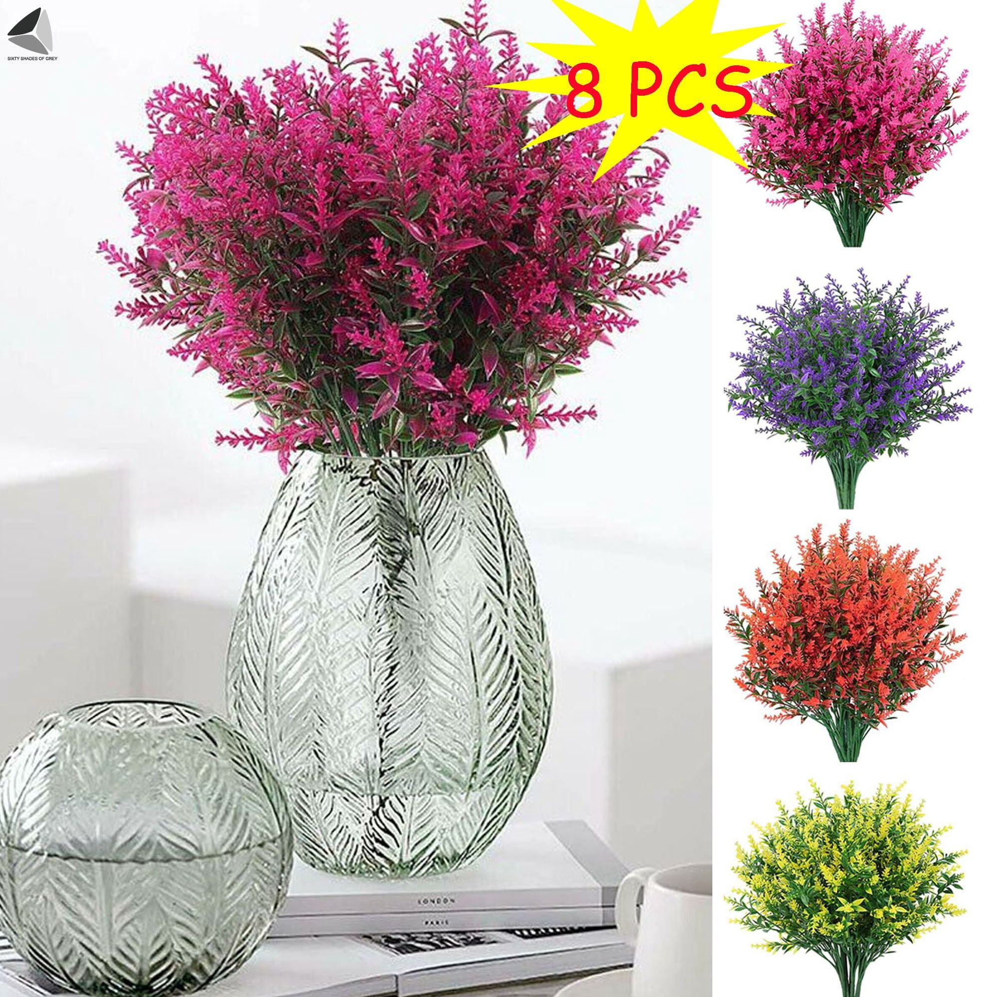 PULLIMORE 8 Bundles Artificial Flowers Plants UV Resistant Vine Fake ...