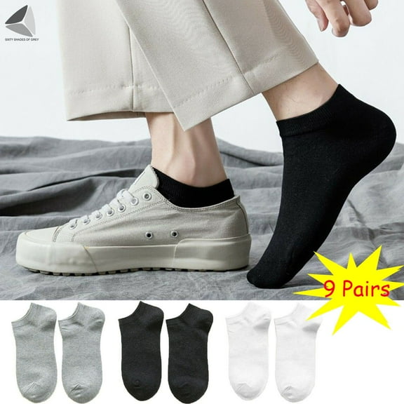 PULLIMORE 9 Pairs Mens Womens Ankle Athletic Socks Casual Solid Low Cut Sock (3 Colors)