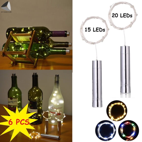 PULLIMORE 90 LEDs Wine Bottle String Lights 6 Packs Fairy Cork Lights Party Christmas DIY Decor (White Lights, 6.56ft)