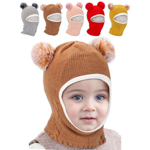 PULLIMORE Baby Winter Hat, Fleece Lined Girls Boys Infant Winter Hat, Kids Toddler Scarf Earflap Hood Skull Caps (Khaki)