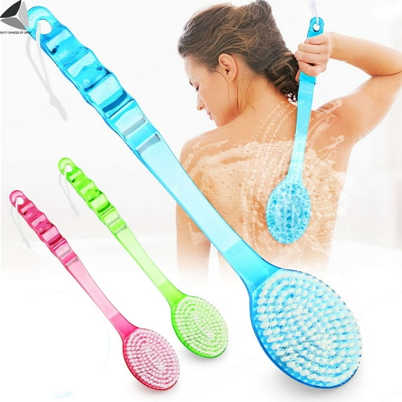 PULLIMORE Back Bath Brush Long Handle for Shower, Soft Shower Brush, Back Brush Scrubber, Skin Exfoliator for Bath Scrubber Body Brush (Blue)