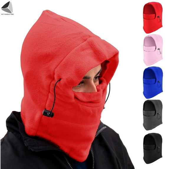 PULLIMORE Balaclava Ski Masks for Women Men Thermal Fleece Cold Weather Hats Caps Windproof Face Mask Hood (Red)