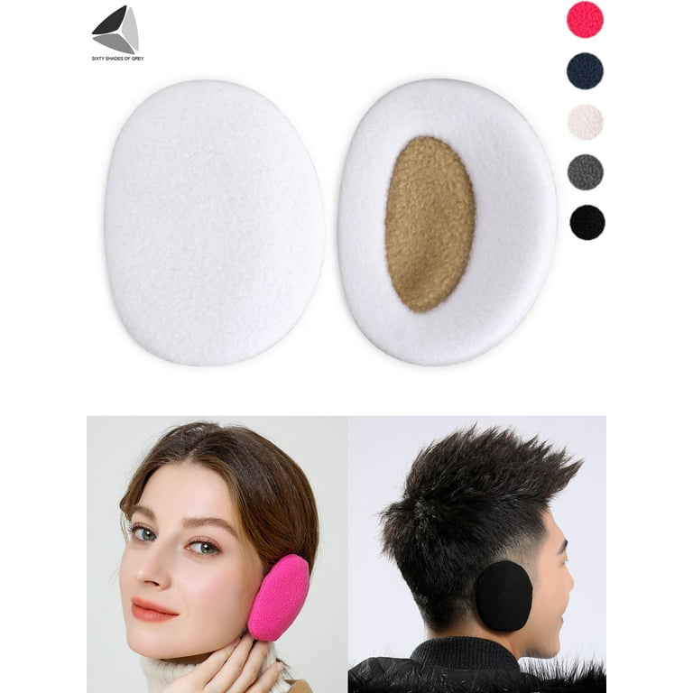 PULLIMORE Bandless Ear Muffs Fleece Ear Warmers Winter Windproof Ear Covers  for Women Men (White) 