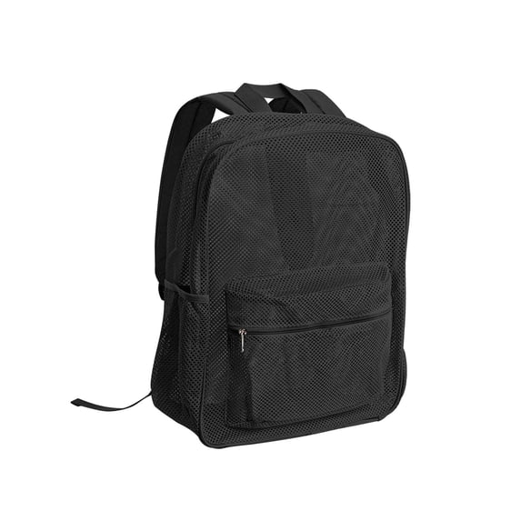 PULLIMORE Breathable Mesh Backpack - See Through Design, Large Main Compartment, Adjustable Straps for Beach/Travel/Gym(Black)