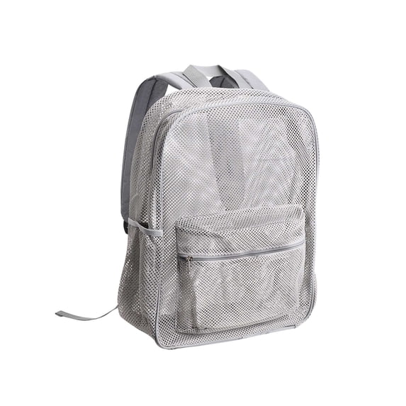 PULLIMORE Breathable Mesh Backpack - See Through Design, Large Main Compartment, Adjustable Straps for Beach/Travel/Gym(Gray)