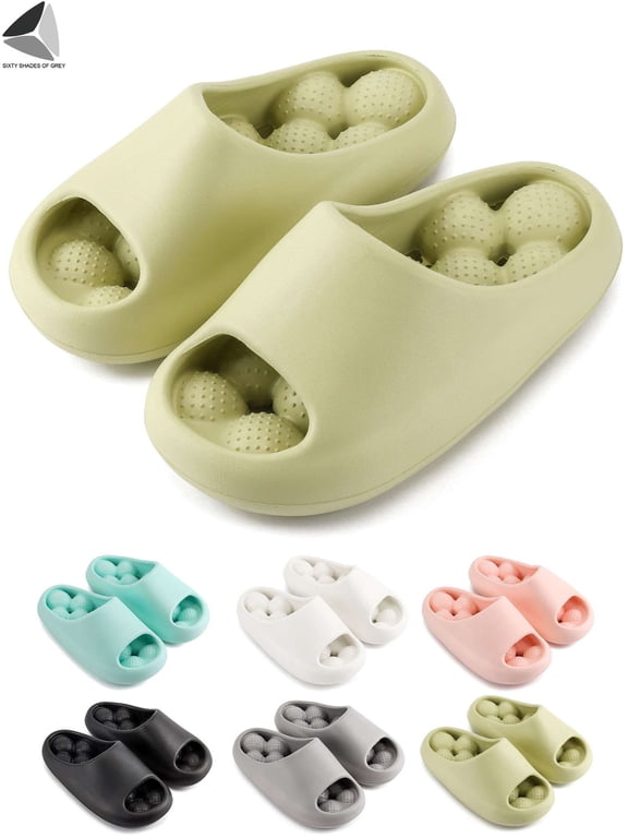 Bubble Massage Slides Slippers for Women Men, Non-Slip Quick Drying Stress Relief Bathroom Shower Slippers