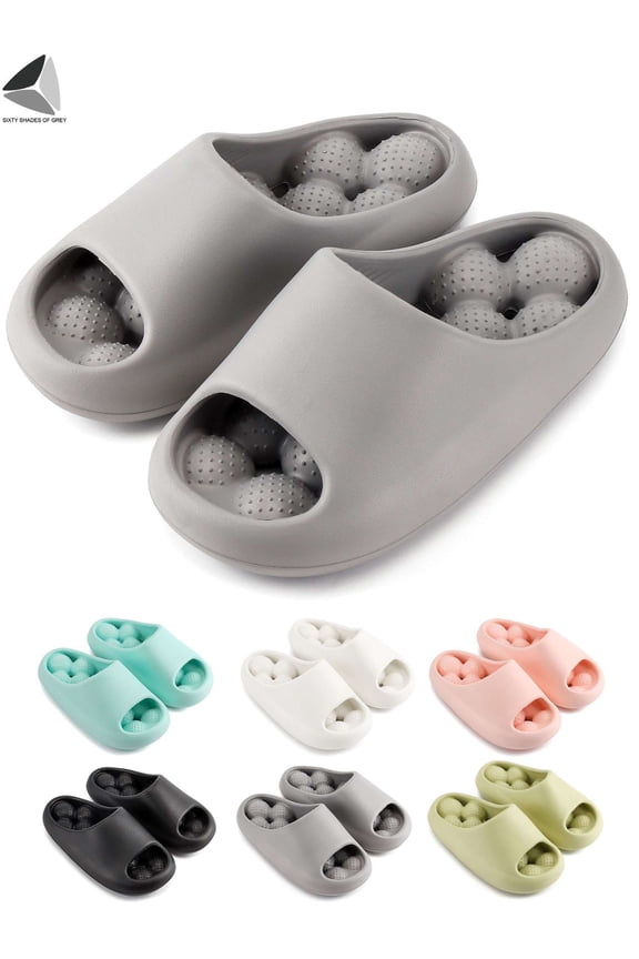 Bubble Massage Slides Slippers for Women Men, Non-Slip Quick Drying Stress Relief Bathroom Shower Slippers