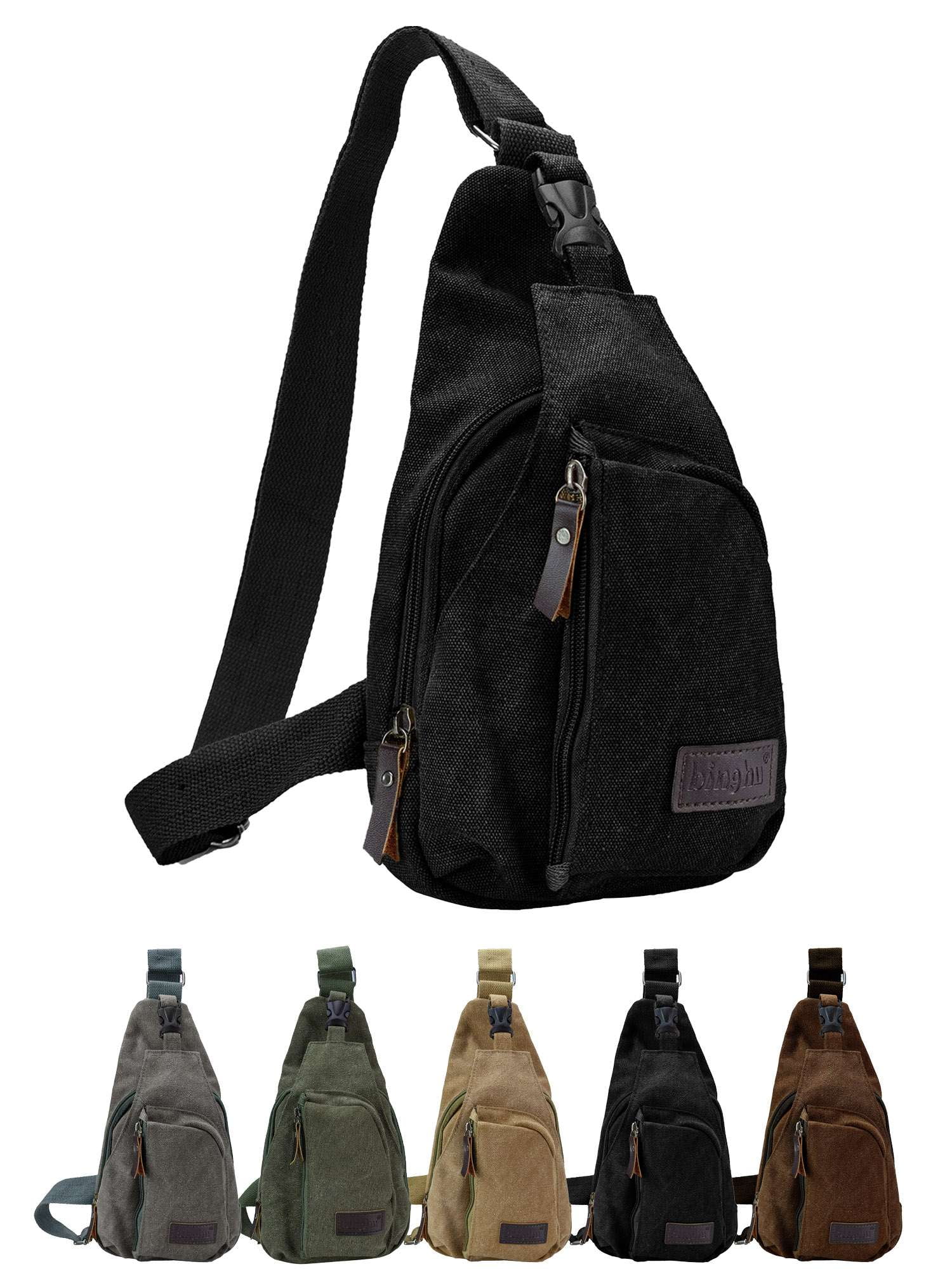 PULLIMORE Canvas Sling Bag With Multi-Pocket, Anti-Theft, Single