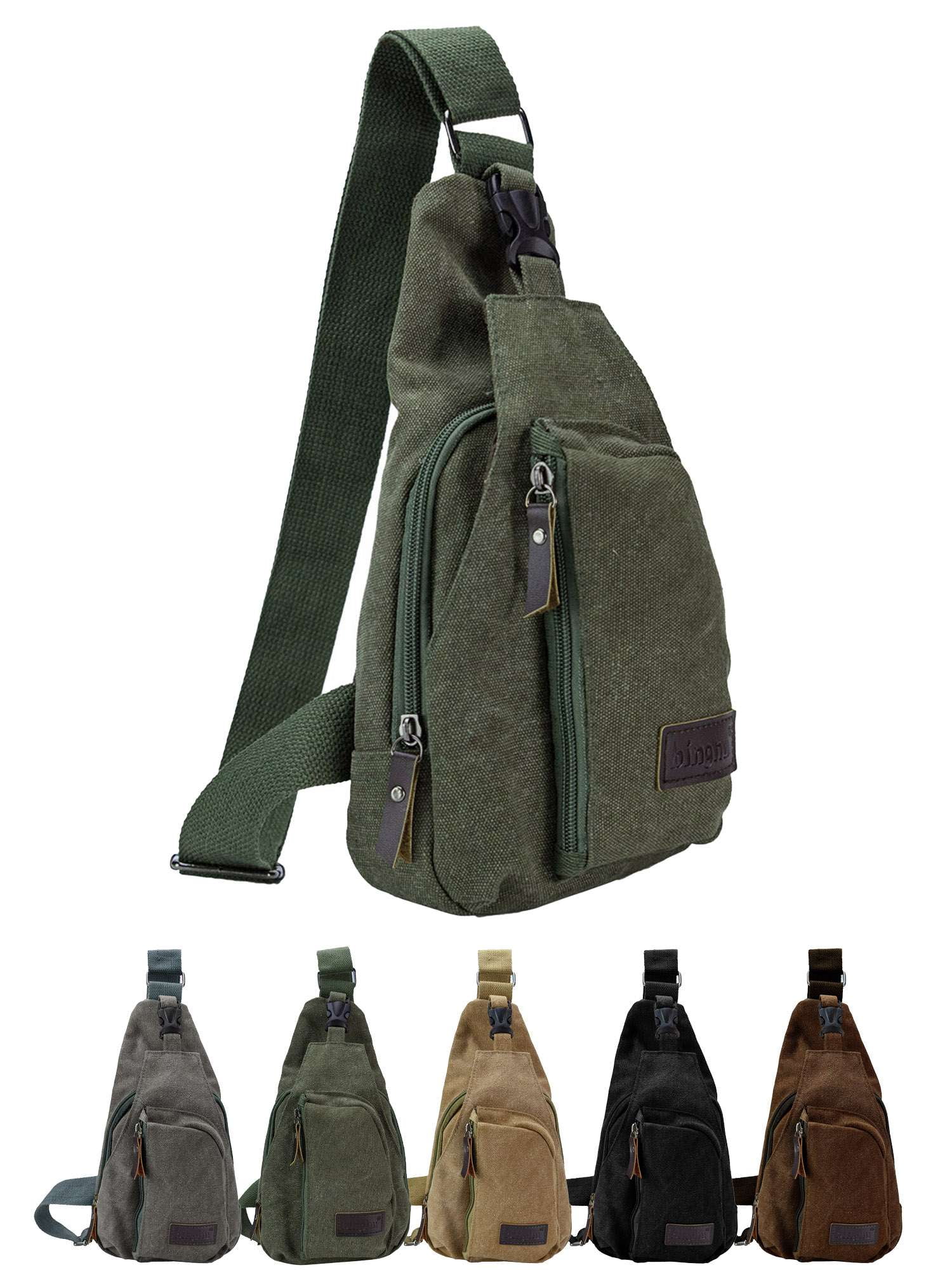 8711 Canvas Sling Backpack Embroidered Travel Chest Bag Multi-purpose Amazon.com | Poeyleja Canvas Sling Bag Convertible Crossbody  main image 2