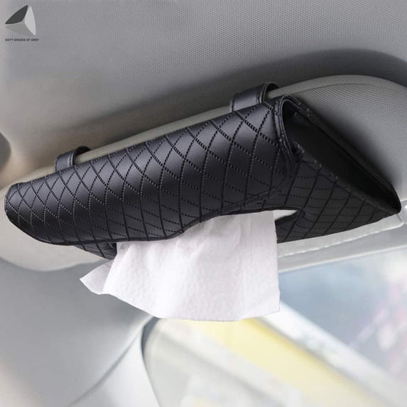 PULLIMORE Car Tissue Holder, Sun Visor Napkin Holder, Car Visor Tissue Holder, PU Leather Backseat Tissue Case Holder for Car,Vehicle Include Napkins (Black)
