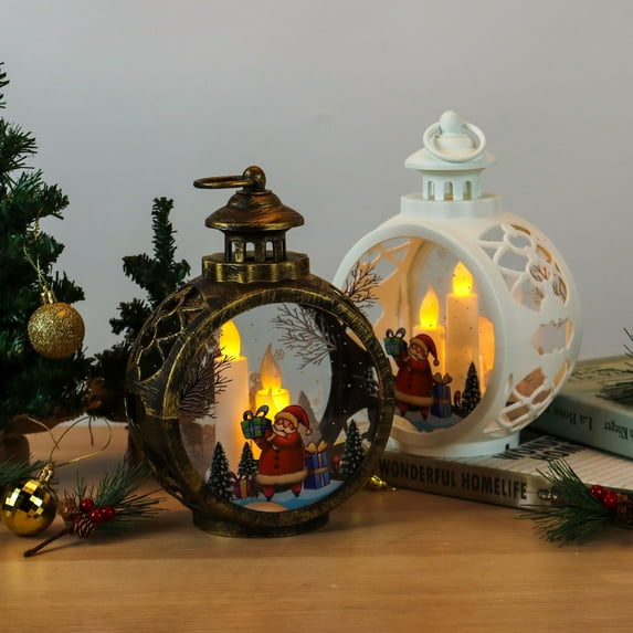PULLIMORE Christmas Decorations LED Candle Light Vintage Round Christmas Hanging Lamp Window Display Gift