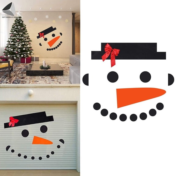 PULLIMORE Christmas Garage Snowman Stickers DIY Wall Decorations for Home Door Window