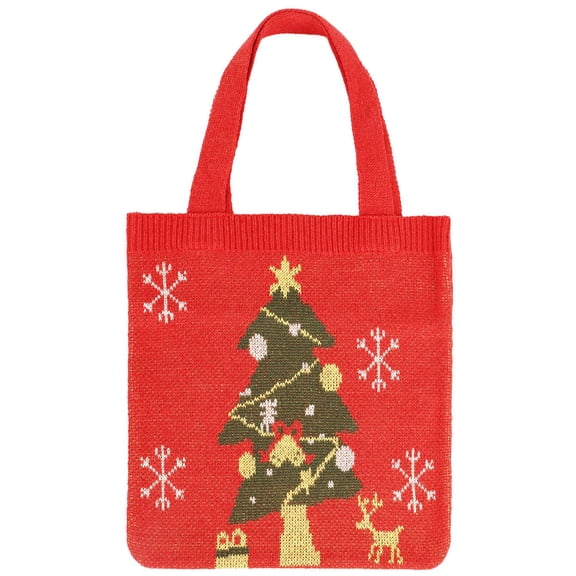 PULLIMORE Christmas Knit Tote Bag – Large Capacity, 4 Fun Patterns, Perfect Holiday Gift(Tree)