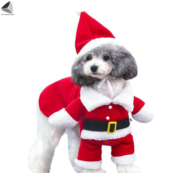 PULLIMORE Christmas Pet Clothes Santa Dog Standing Coat Funny Cosplay Costume for Small Medium Dog Cat (Size L)