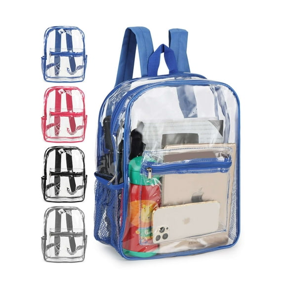 PULLIMORE Clear Backpack Waterproof PVC Transparent Large Capacity Backpack for Concerts, Stadium, Travel, Security (Blue)