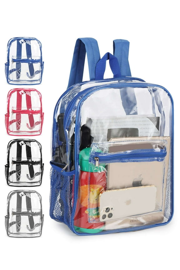 Clear Backpack Waterproof PVC Transparent Large Capacity Backpack for Concerts, Stadium, Travel, Security (Blue)