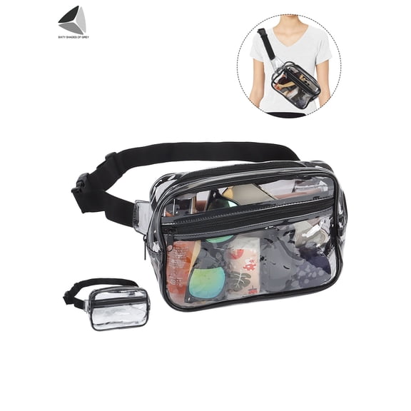 PULLIMORE Clear Fanny Pack Stadium Approved Waterproof Waist Bag with Adjustable Strap for Work, Travel & Sporting Event