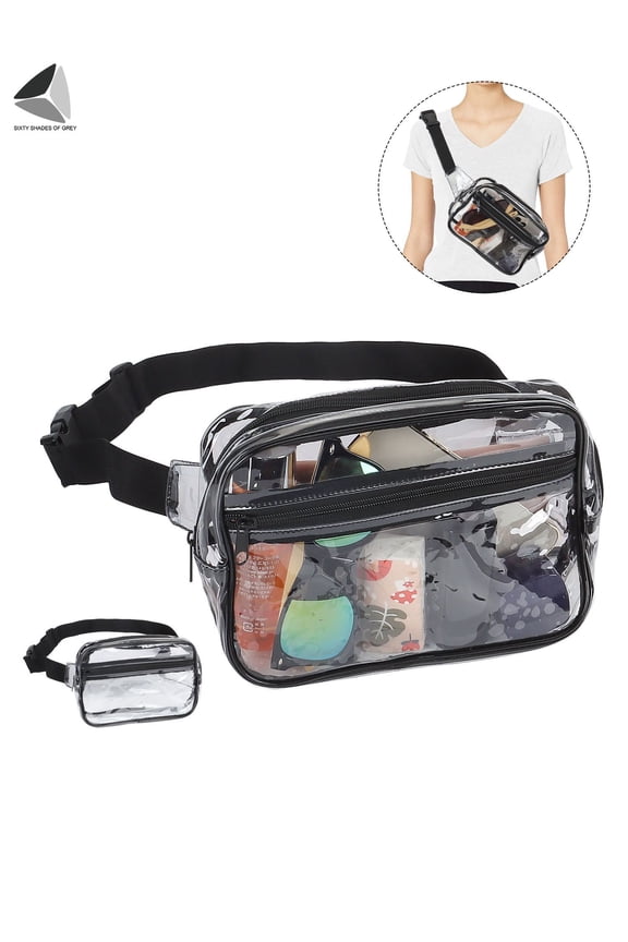 Clear Fanny Pack Stadium Approved Waterproof Waist Bag with Adjustable Strap for Work, Travel & Sporting Event