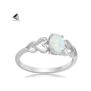 SIXTY SHADES OF GREY PULLIMORE Created Oval White Opal Anniversary Rings 925 Sterling Silver Gemstone Jewelry for Womens (Size 7)