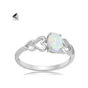 PULLIMORE Created Oval White Opal Rings 925 Sterling Silver Gemstone Jewelry for Womens (Size 10)