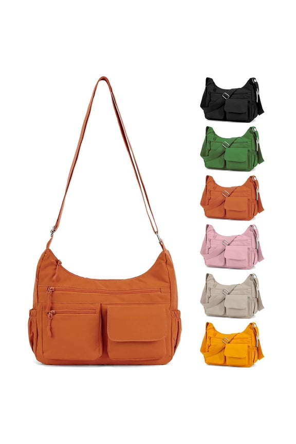 Crossbody Bag for Women Nylon Waterproof Shoulder Purse Handbag Messenger Bag Lightweight Multi-Pockets Pocketbooks, Orange